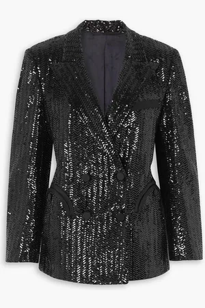 Blazé Milano All About You Everynight double-breasted silk twill-trimmed sequined crepe blazer
