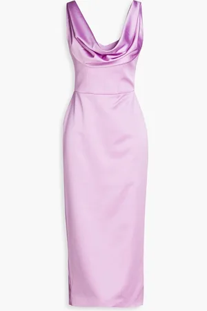 Rasario Draped satin-crepe midi dress - Purple
