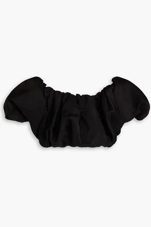 AJE Rivieria off-the-shoulder cropped silk-taffeta top