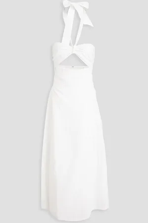 Mara Hoffman Paula cutout TENCEL™-blend halterneck midi wrap dress - White