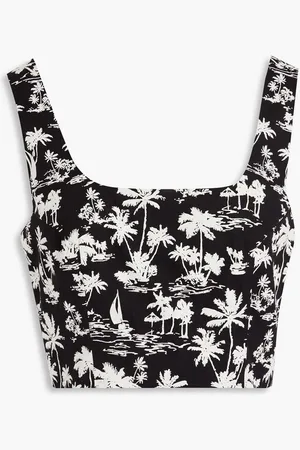Maje Cropped printed cotton top
