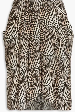 Isabel Marant Pleated printed silk-blend crepe de chine skirt - Neutral