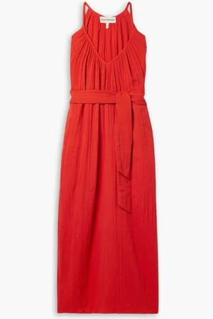 Mara Hoffman Sydney belted cotton-crepon midi dress - Red