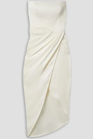 GAUGE81 Lica strapless wrap-effect linen-blend midi dress - White
