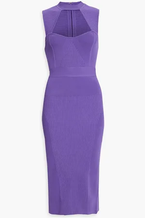 Hervé Léger Cutout ribbed bandage midi dress