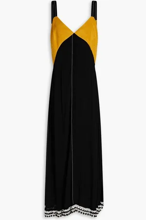 Proenza Schouler Embellished silk chiffon-paneled twill maxi dress
