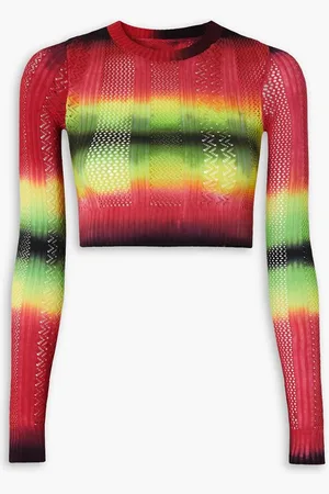 AGR Cropped tie-dyed pointelle-knit sweater