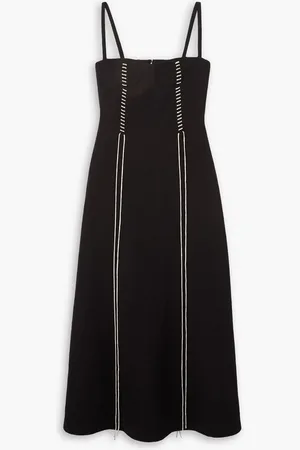 Chloé Embroidered wool and linen-blend midi dress