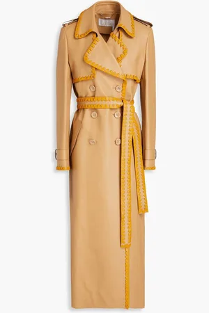 Chloé Whipstitched leather trench coat - Neutral