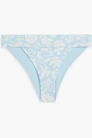 ONIA Floral-print mid-rise bikini briefs - Blue