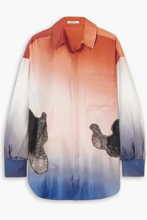 Gauchere Lace-paneled ombré satin shirt