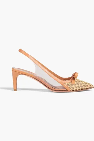 RED(V) Bow-embellished fishnet and PCV slingback pumps - Brown