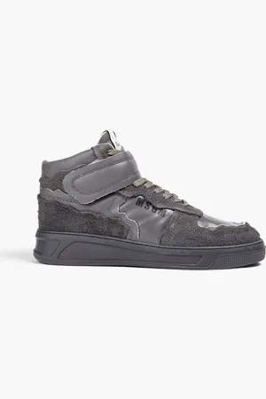 Msgm Suede-trimmed leather high-top sneakers - Gray