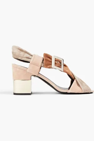 Roger Vivier Color-block suede sandals - Neutral