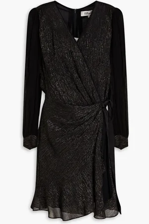 Diane von Furstenberg Clarice wrap-effect metallic crepon mini dress
