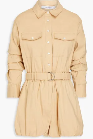 Derek Lam Zuma belted linen-blend playsuit - Neutral