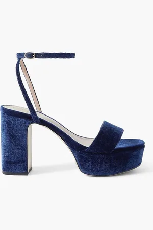 Porte & Paire Velvet platform sandals - Blue