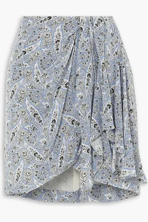 Isabel Marant Ixori draped paisley-print silk crepe de chine mini skirt - Blue
