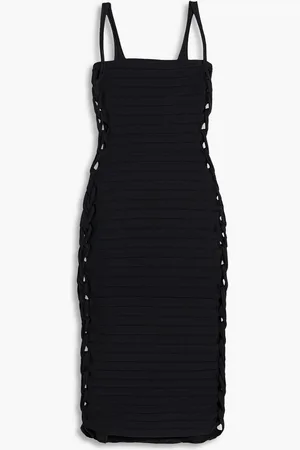DION LEE Braided ribbed-knit dress