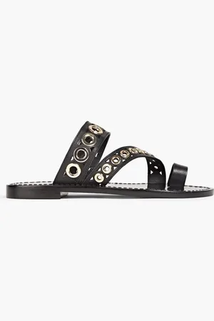 Sandro Eyelet-embellished laser-cut leather sandals