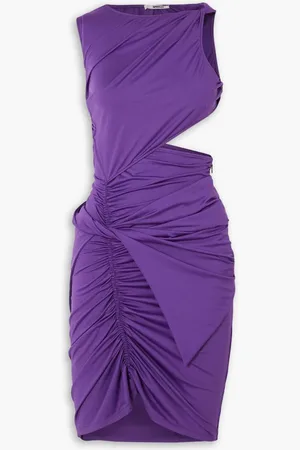 Supriya Lele Asymmetric cutout ruched glossed-jersey mini dress