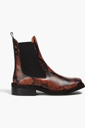 Ganni Snake-effect leather Chelsea boots