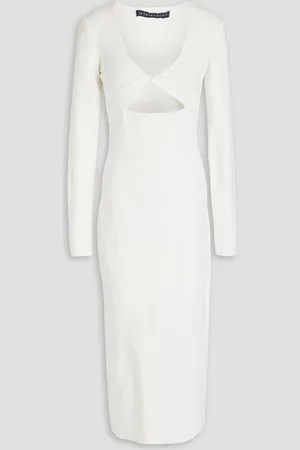 Zeynep Arcay Twisted cutout stretch-knit midi dress - White