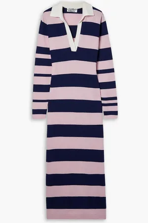 Clements Ribeiro Rugby striped cashmere maxi dress - Pink