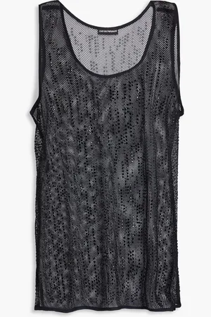 Emporio Armani Crystal-embellished open-knit tank