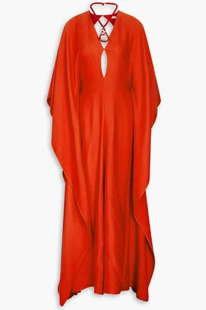 Chloé Embellished draped cutout silk-jersey maxi dress - Red