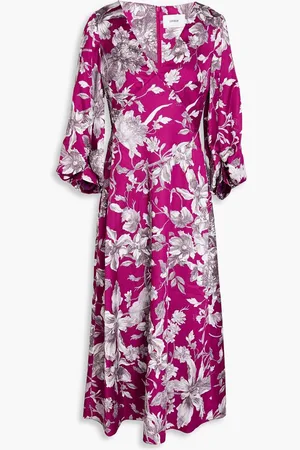 Erdem Maxine floral-print hammered-satin midi dress - Purple