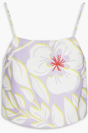 RACIL Cropped floral-print cotton top - Purple