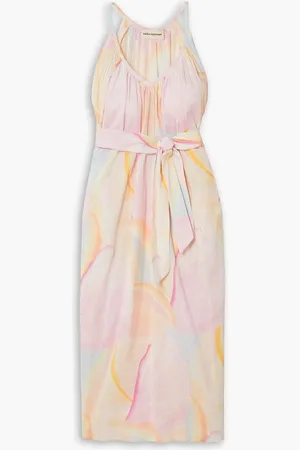 Mara Hoffman Sydney belted printed cotton-crepon midi dress - Pink