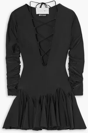 AZ FACTORY Ester Manas lace-up ruffled stretch-jersey mini dress