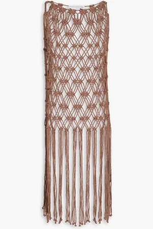 FAITHFULL THE BRAND Monikh Amália fringed macramé cotton tunic - Brown