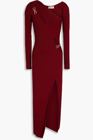 Nicholas Cutout ribbed-knit midi dress - Purple