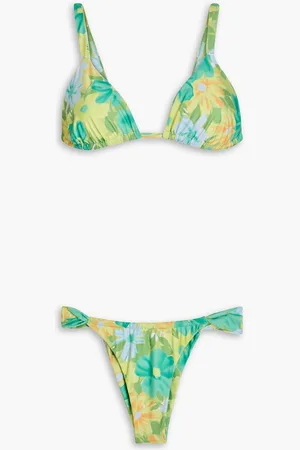 FAITHFULL THE BRAND Flora floral-print stretch-ECONYL® bikini - Green