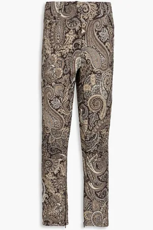 Etro Paisley-print cotton-bled kick-flare pants - Brown