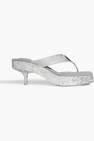 Alexander Wang Jessie glittered metallic canvas platform sandals - Metallic