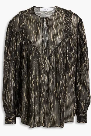 IRO Artya metallic printed silk-blend-jacquard blouse