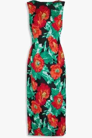 Oscar de la Renta Floral cloqué-jacquard midi dress