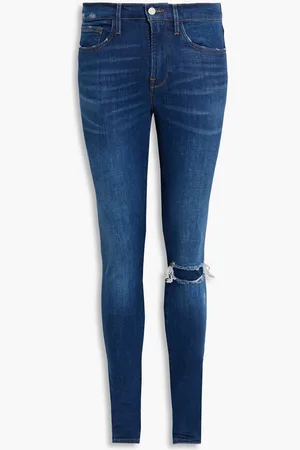 Frame Jagger skinny-fit distressed denim jeans - Blue