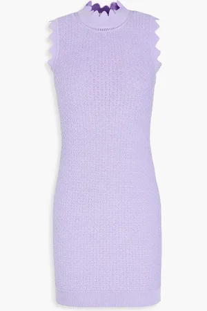 Victoria Beckham Crochet-knit cotton-blend mini dress - Purple