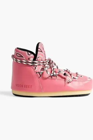 Moon Boot Paisley-print shell and faux leather snow boots