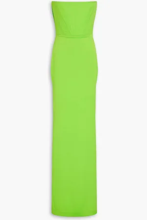 ALEX PERRY Strapless neon satin-crepe gown - Green