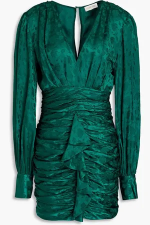 RONNY KOBO Carissa ruched floral-jacquard mini dress - Green