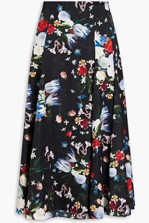 Erdem Vesper floral-print satin midi skirt