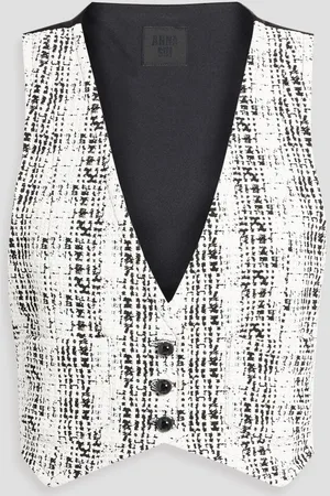 Anna Sui Cropped satin-paneled tweed vest