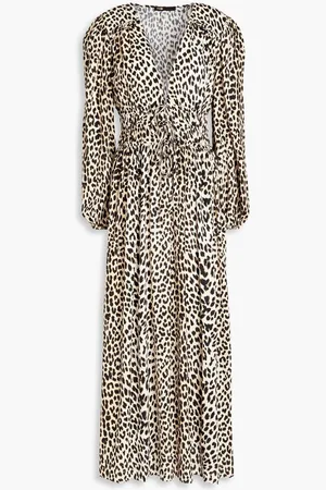 Maje Leopard-print ilk-crepe midi dress