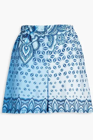 Alberta Ferretti Printed satin shorts - Blue